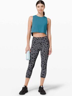 Lululemon Pace Rival High-Rise Crop 22" Labyrinth Black Light Cast / Black